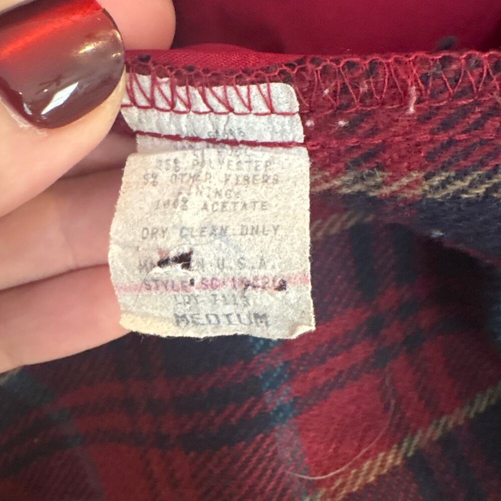 VTG Star C.C.C. red blue plaid wool one button womens blazer SIZE M - Picture 6 of 7